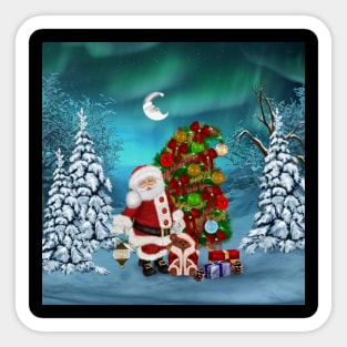 Merry christmas, Santa Claus with teddy bear Sticker